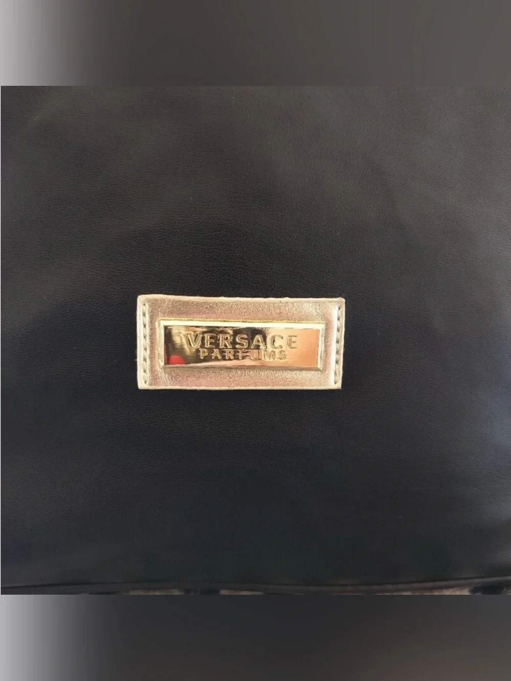 Versace Perfumes Black Tote with Gold Plaque